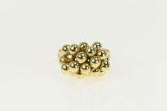 14K Yellow Gold Ball Cluster Tassel Shaker Pom Pom Statement Ring
