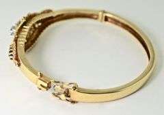 Unusual Vintage Filigree Gold Bangle with Diamonds and Amethysts