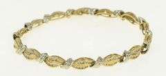 10K Yellow Gold 1.12 Ctw Diamond Wavy Link Statement Tennis Bracelet