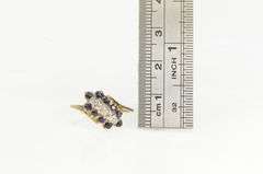 10K Yellow Gold Diamond Sapphire Halo Vintage Cluster Ring