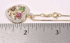 Vermeil Multi-Gem Heart Pendant Necklace In Sterling Silver