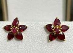 5.0 CARAT NATURAL RUBY EARRINGS IN 14KT SOLID YELLOW GOLD