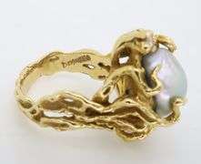 Baroque Pearl & Diamond Cocktail Ring