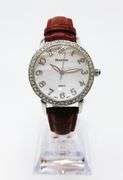Beautiful Mother of Pearl & Gemstone Watch-Red Genuine Leather Band