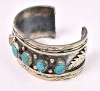 Turquoise Cuff Bracelet In Sterling Silver
