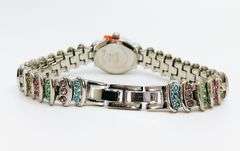 Ladies Geneva & Gemstone Watch, 18kt White Gold Plated