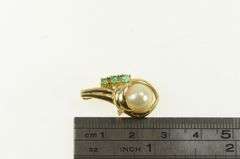 14K Yellow Gold Pearl Emerald Diamond Vintage Ornate Charm/Pendant