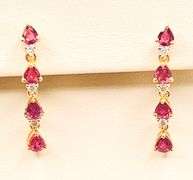 14KT SOLID YELLOW GOLD, RUBY, & DIAMOND EARRINGS