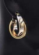 Pleasing Two Tone Gold Crossover Double Hoop Earrings