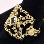 Vermeil Black Onyx Square Ring In Sterling Silver