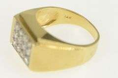 14K Yellow Gold 0.75 Ctw Diamond Men's Squared Cluster Ring