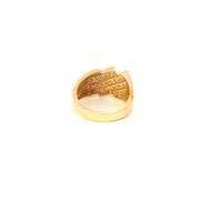 10K Yellow Gold Diamond Striped Vintage Squared Statement Ring