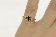 14K Yellow Gold 1950's Natural Sapphire Diamond Engagement Ring