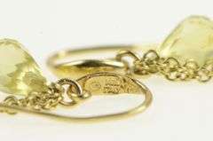 14K Yellow Gold Smoky Quartz Drop Fringe Tassel Dangle Earrings