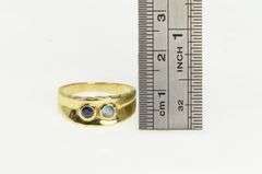 14K Yellow Gold Blue Topaz Sapphire Inset Vintage Statement Ring