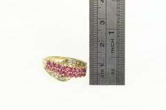 14K Yellow Gold Natural Ruby Diamond Band Statement Ring