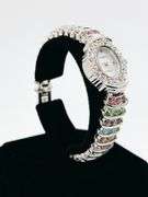 Ladies Geneva & Gemstone Watch, 18kt White Gold Plated