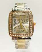 Fancy Square Face Geneva Cuff Watch with Gemstones!