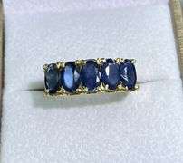 5.0 CARAT  BLUE SAPPHIRE BAND RING 14KT SOLID YELLOW GOLD