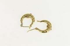 14K Yellow Gold Diamond Accent Vintage Puffy Twist Hoop Earrings