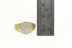 14K Yellow Gold Round Diamond Cluster Vintage Statement Ring
