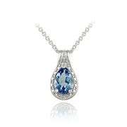 London Blue Topaz & Diamond Accent Necklace in Sterling Silver