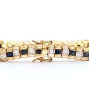 18Kt Gold Plated Natural Kashmir Midnight Blue Sapphire & Diamond Bracelet