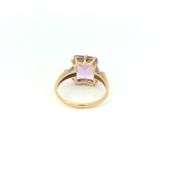 10K Yellow Gold 1940's Emerald Cut Amethyst Ornate Vintage Ring