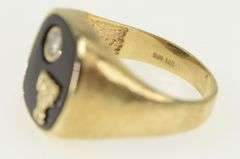 14K Yellow Gold T Monogram Diamond Black Onyx Men's Ring