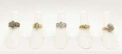 5 Stunning 10k/14k White & Yellow Gold Diamond Rings!