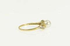 10K Yellow Gold Pearl Diamond Accent Vintage Statement Ring