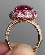 GORGEOUS 14KT SOLID YELLOW GOLD, RUBY, & DIAMOND COCKTAIL RING