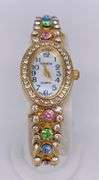 LADIES GENEVA & GEMSTONE WATCH-18KT GP