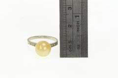 14K White Gold 1950's Pearl Diamond Accent Classic Vintage Ring
