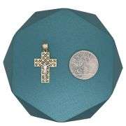 14K TWO - TONE FILIGREE CROSS WITH CHAIN