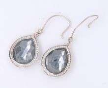 925 Sterling Silver Ippolita Rock Candy Diamond and Hematite Teardrop Earrings
