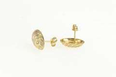 14K Yellow Gold Tri Tone Oval Twist Spiral Vintage Stud Earrings