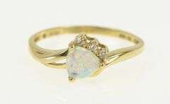 10K Yellow Gold Trillion Syn. Opal CZ Vintage Statement Ring