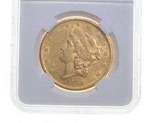 MS60 1861 $20 Liberty Head Gold Double Eagle - Graded PGA