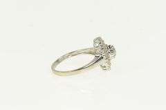 10K White Gold Baguette Diamond Halo Engagement Promise Ring