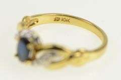 10K Yellow Gold Oval Sapphire Diamond Accent Statement Ring