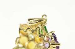 14K Yellow Gold Peridot Amethyst Flower Cluster Statement Pendant