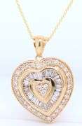 Incredible Yellow Gold 1.75ctw Heart Shaped Diamond Pendant on Rolo Chain Necklace