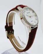 Beautiful Mother of Pearl & Gemstone Watch-Red Genuine Leather Band