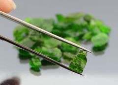 Rich forest green 50ct rough Chrome Diopside set