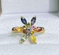 14KT SOLID YELLOW GOLD NATURAL SAPPHIRE RING