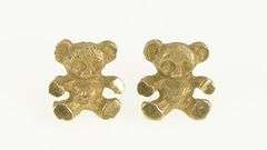 14K Yellow Gold Teddy Bear Child's Toy Stuffed Animal Stud Earrings
