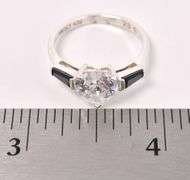 Heart CZ and Black Onyx Gem In Sterling Silver