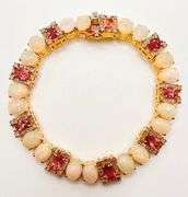 BEAUTIFUL PINK TOURMALINE, OPAL, & DIAMOND BRACELET- 30.0+CARATS!