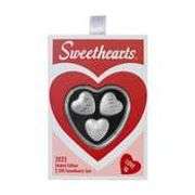 GROUP LOT OF 3x SWEETHEARTS CANDY PAMP SUISSE 3-HEART SET- 90.0 GRAMS OF .9999 FINE SILVER